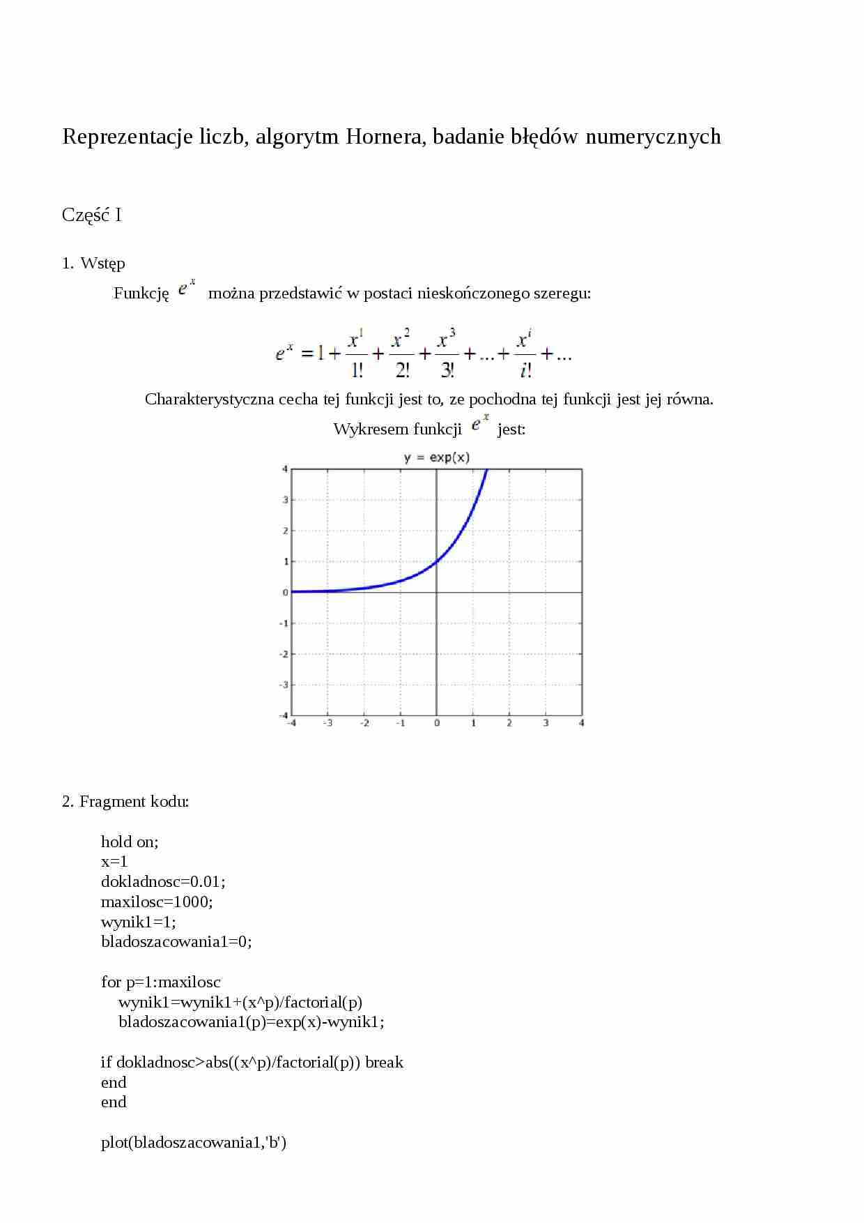 Reprezentacje liczb, algorytm Hornera - wykład - strona 1