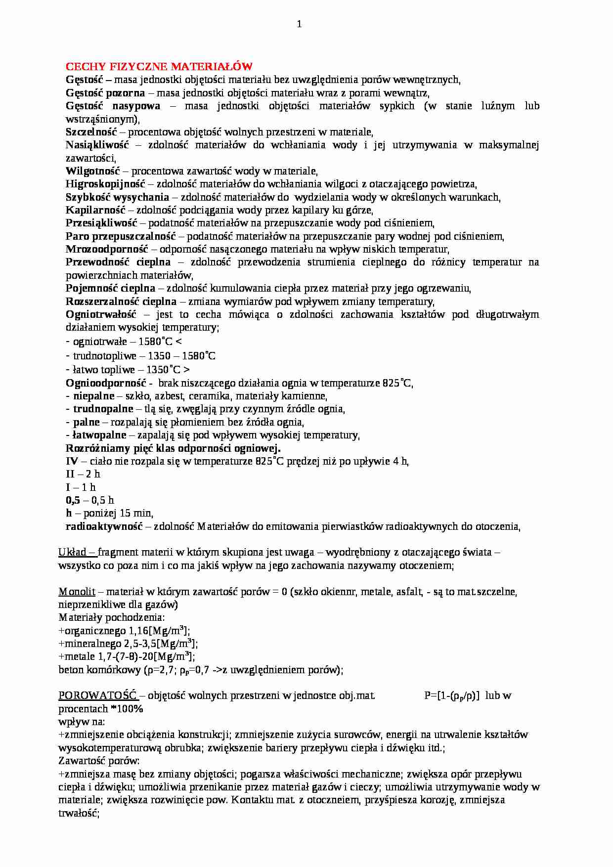 Cechy fizyczne materiałów - wykład - strona 1