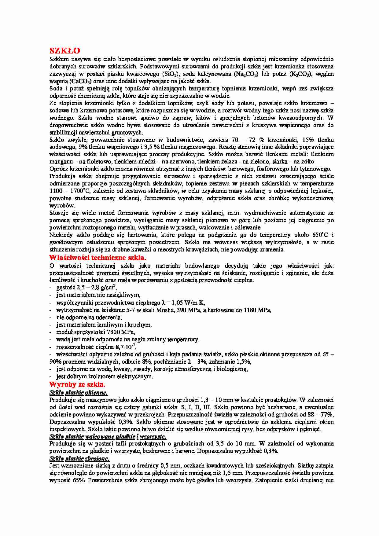 Szkło - wykład - strona 1
