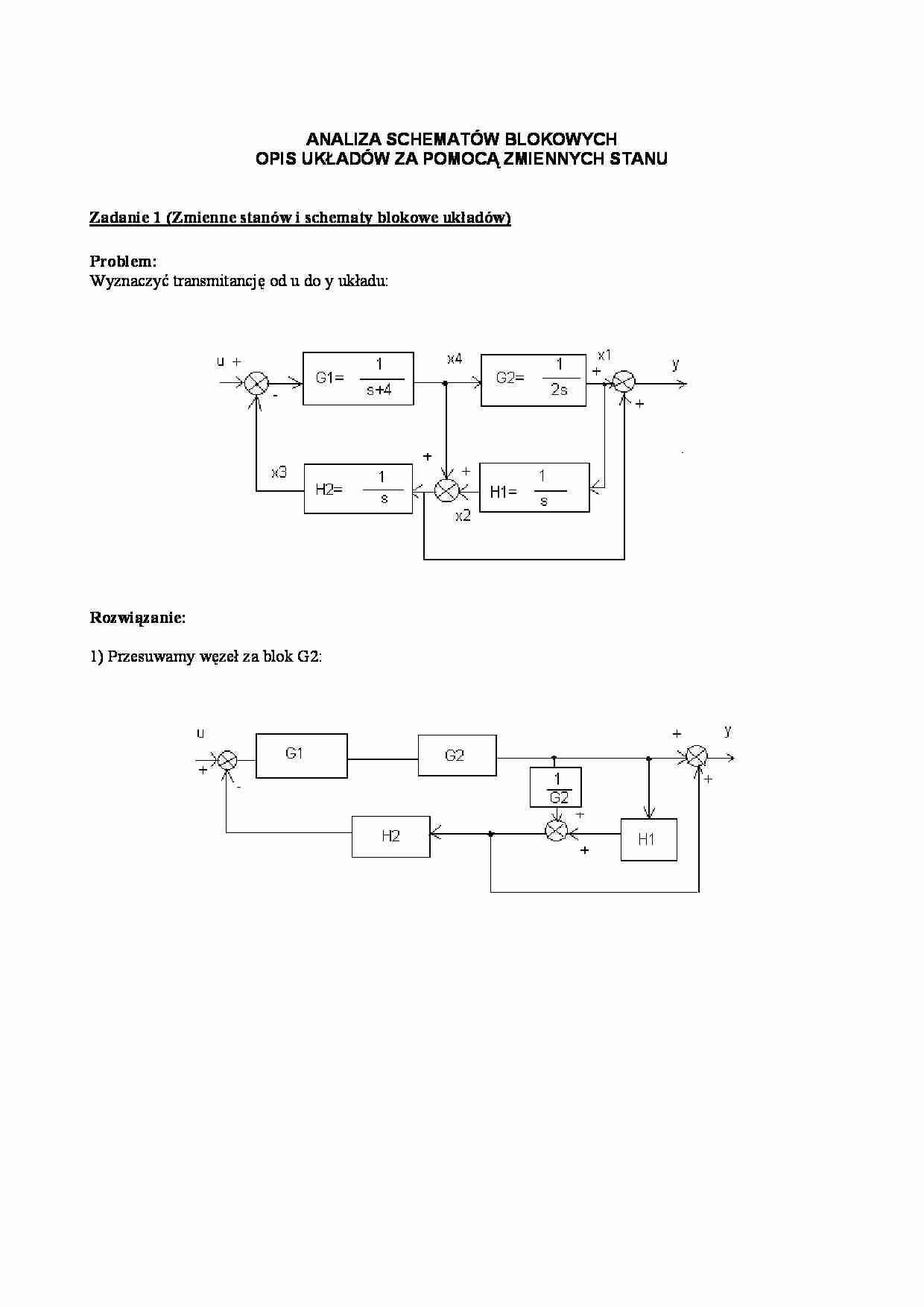 Analiza schematów blokowych - zadania - strona 1