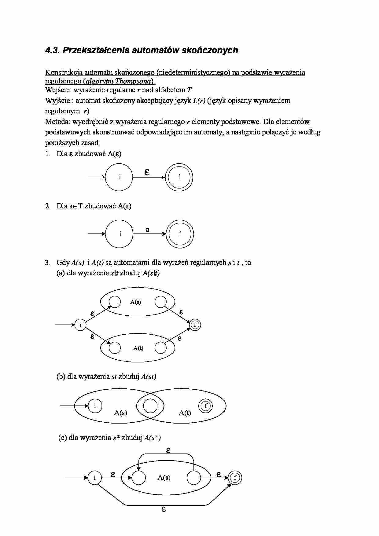 Przeksztalcenia automatów - wykład - strona 1