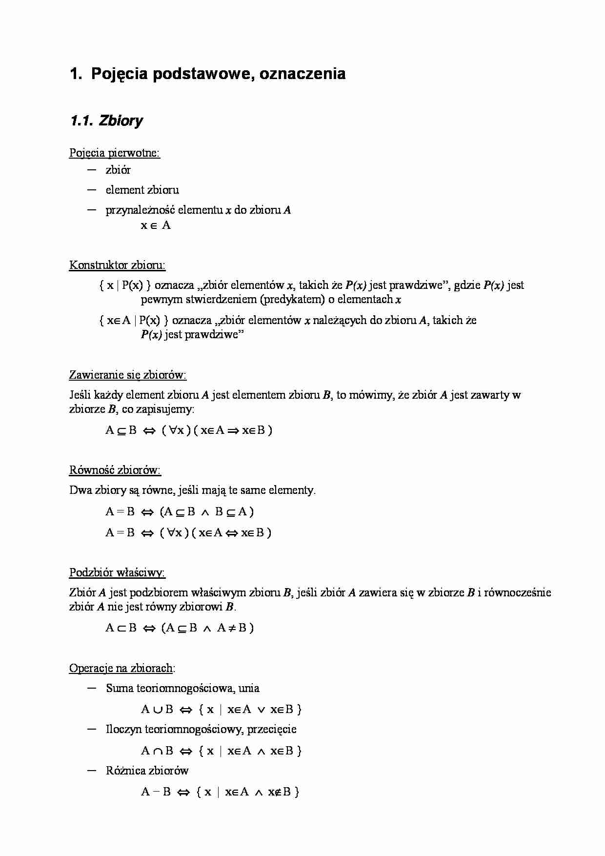 Zbiory - wykład - strona 1