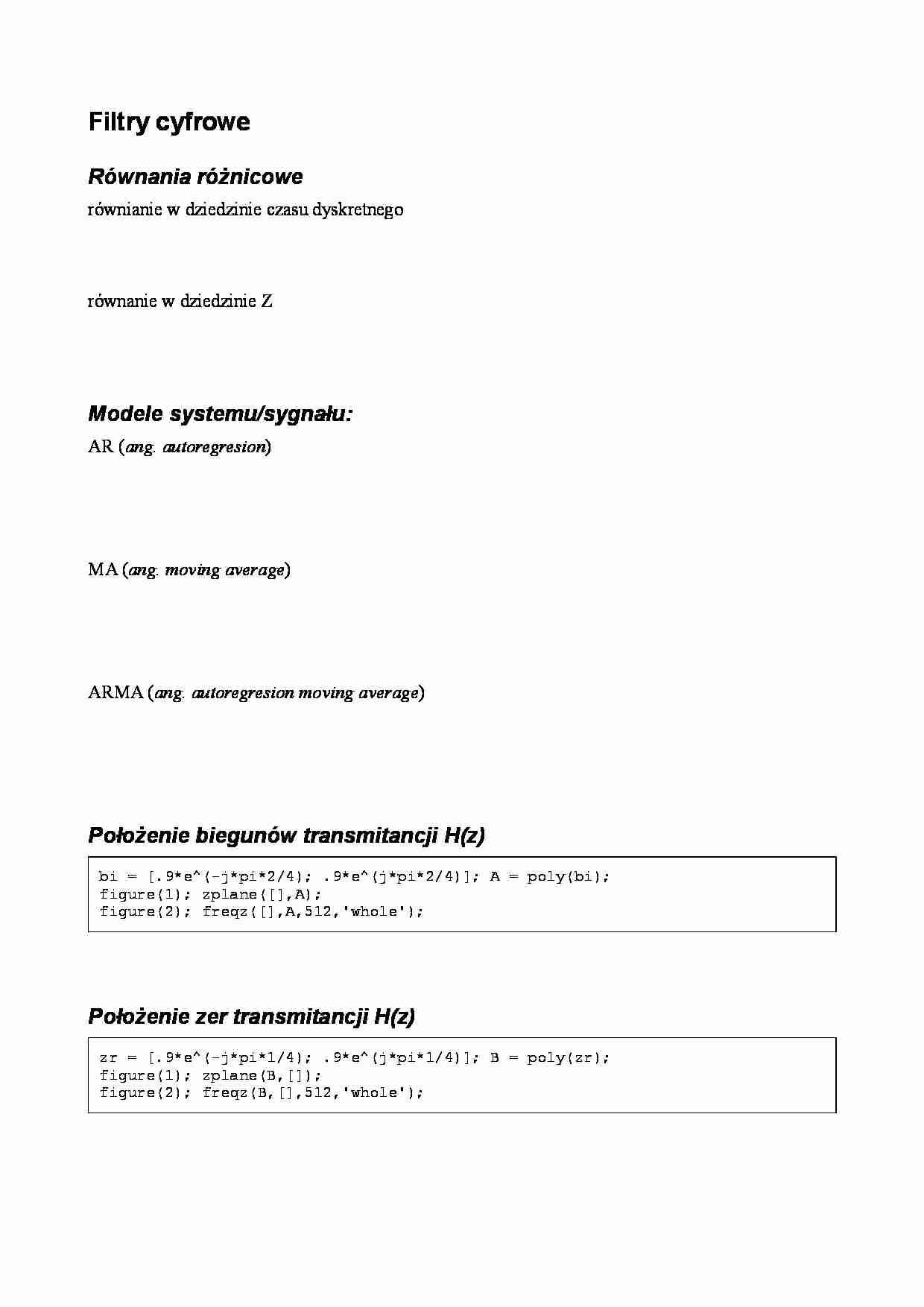 Filtry cyfrowe - wykład - strona 1