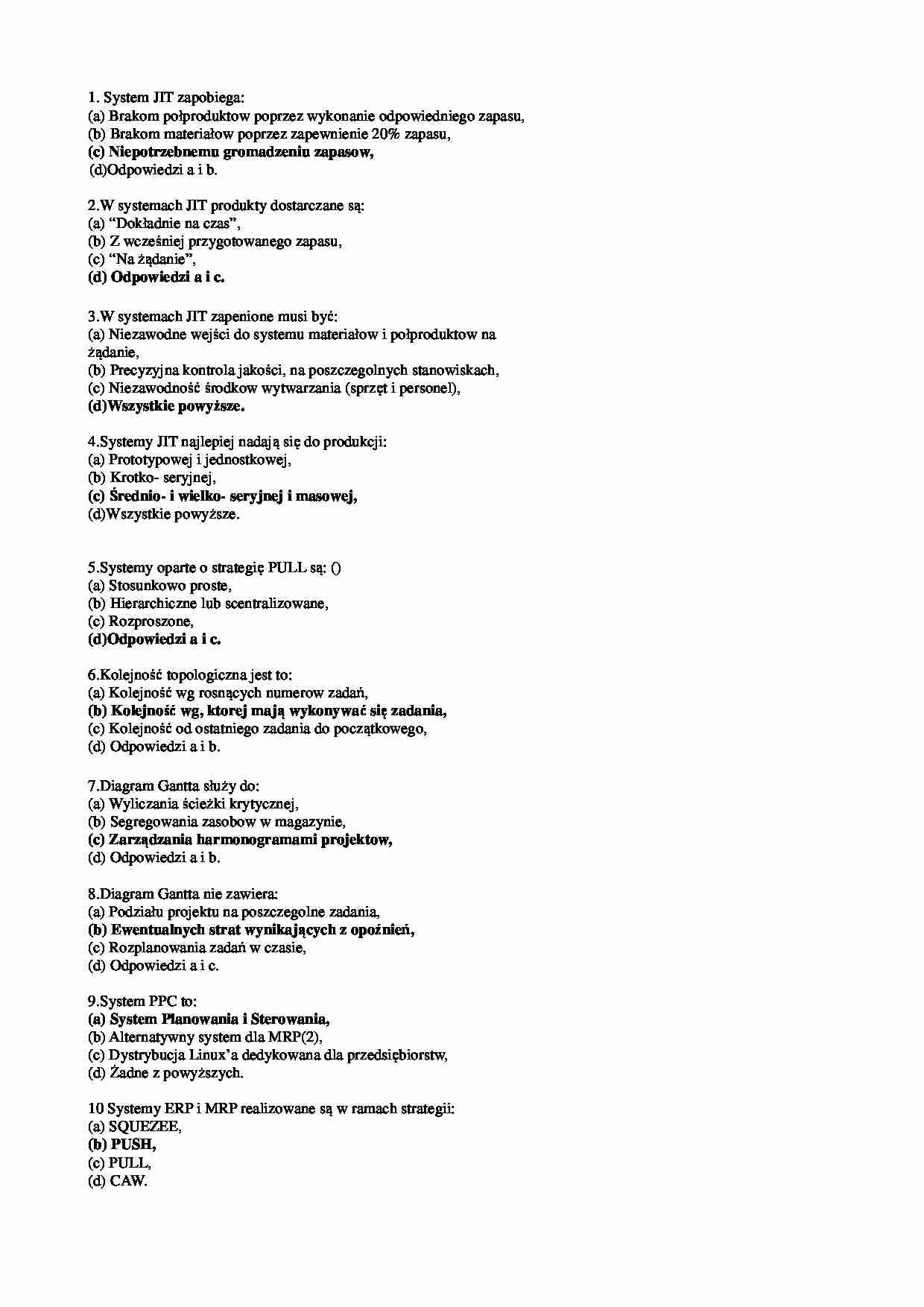 Pytania na egzamin - Systemy JIT - strona 1