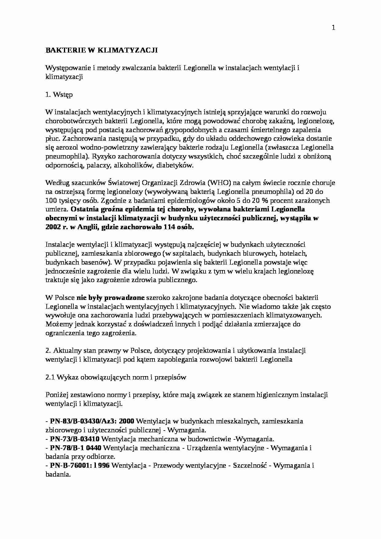Bakterie w klimatyzacji - wykład - strona 1