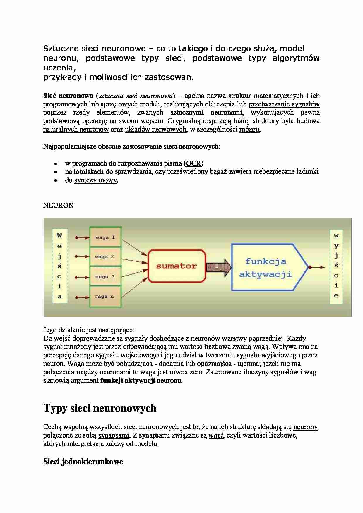 Wykład - sztuczne sieci neuronowe - strona 1