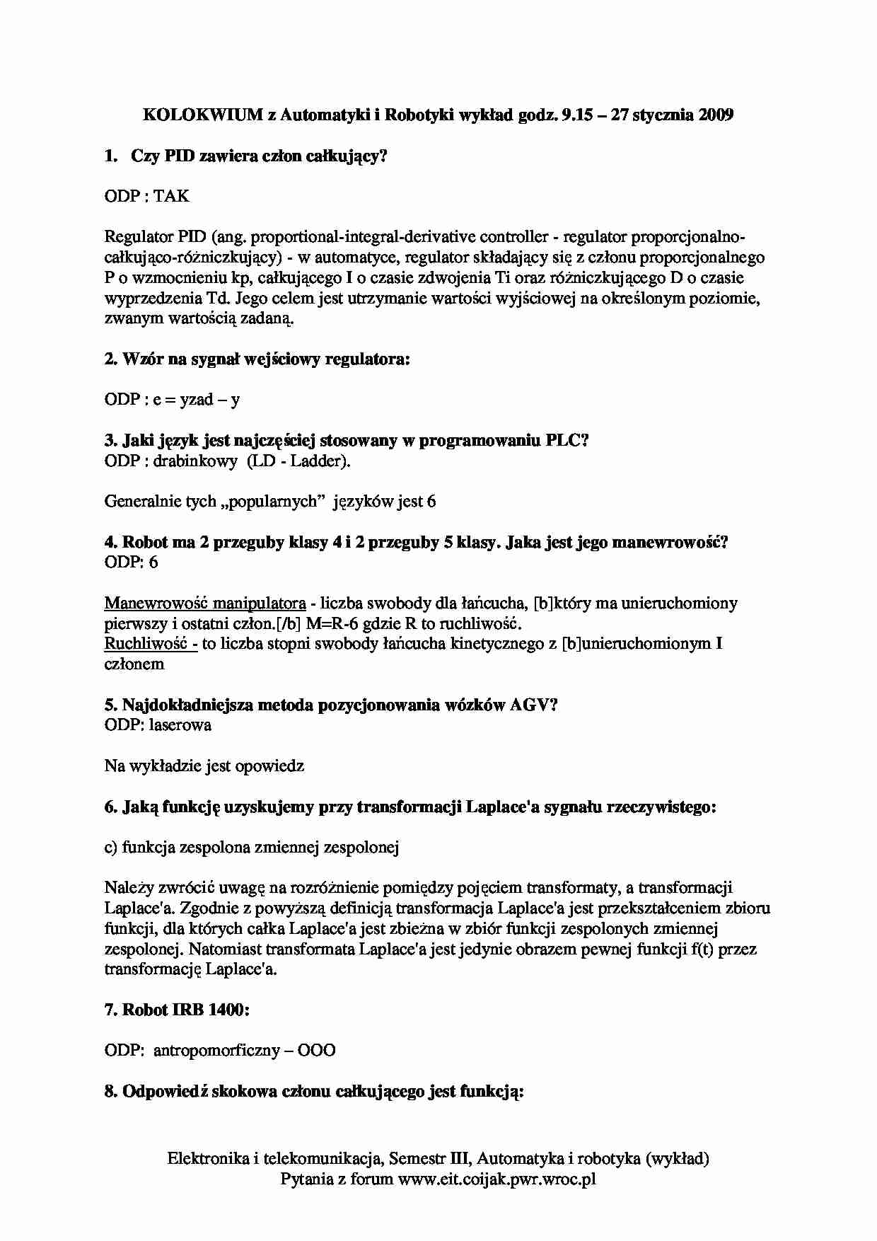 Pytania na kolokwium - Transformata - strona 1