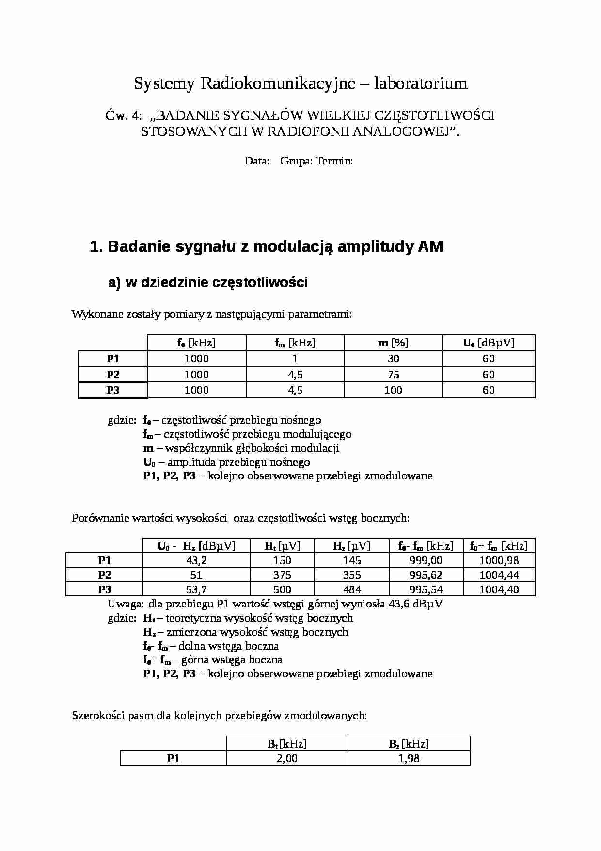 Badanie sygnałów w wielkiej częstotliwości - wykład - strona 1