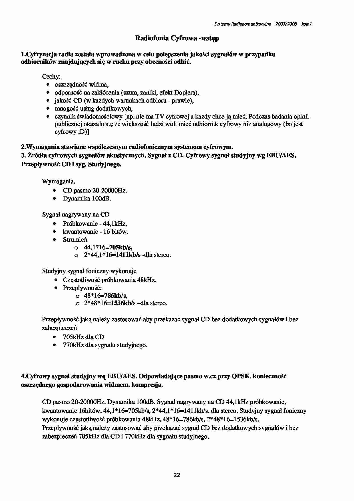 Radiofonia Cyfrowa - wykład - strona 1