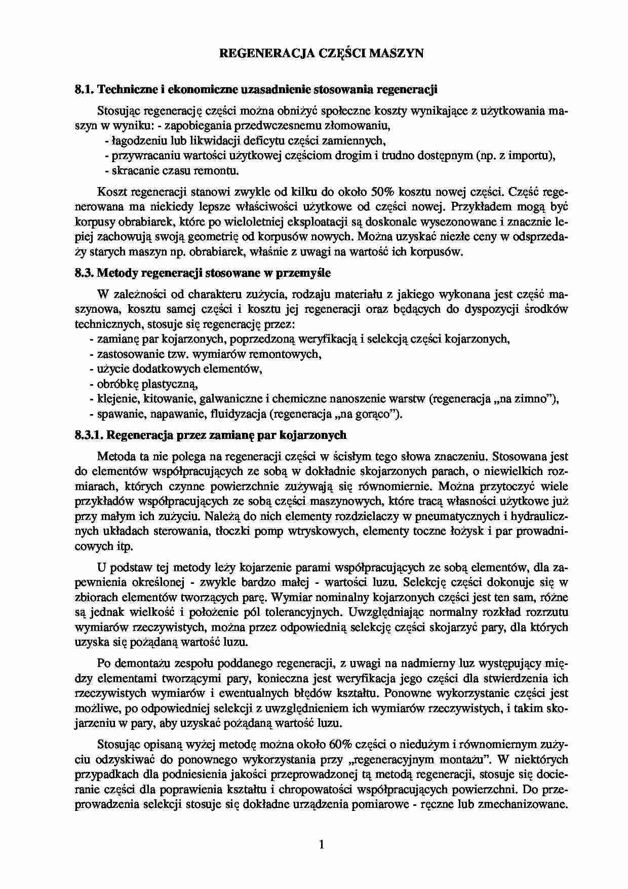 Regeneracja części maszyn - wykład - strona 1