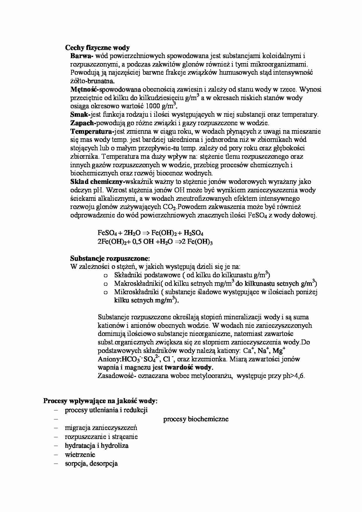 Cechy fizyczne wody - wykład - strona 1