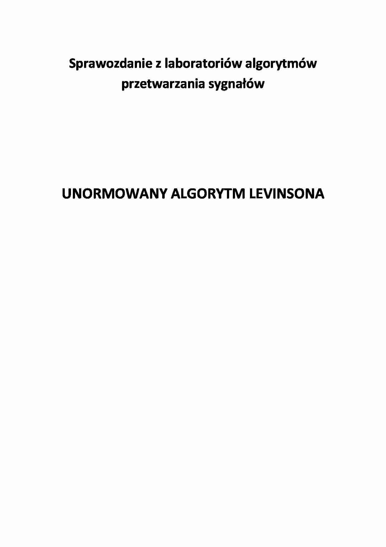 Unormowany algorytm Levinsona - sprawozdanie - strona 1
