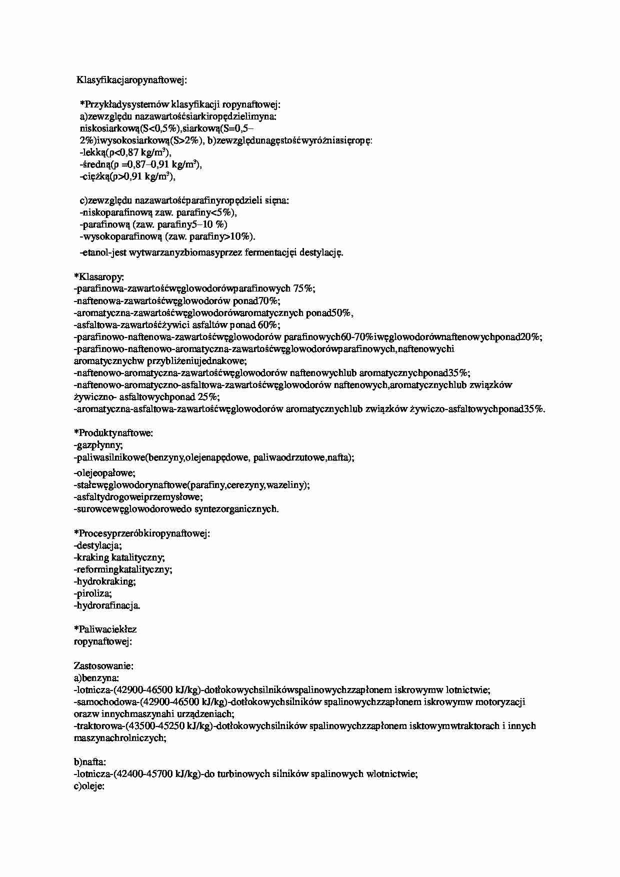Klasyfikacja ropy naftowej-opracowanie - strona 1