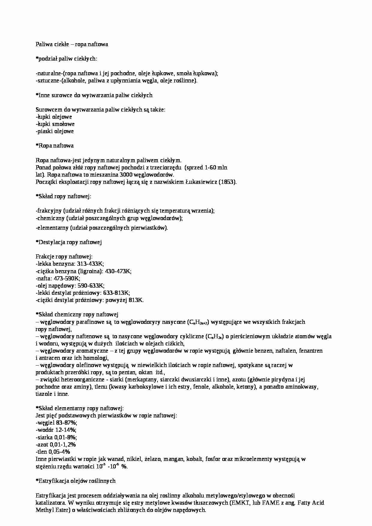 Paliwa ciekłe - ropa naftowa - strona 1