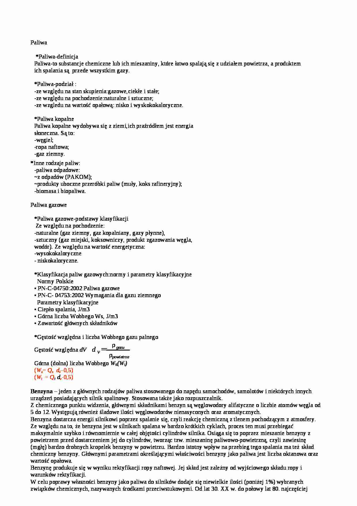 Paliwa i benzyna-opracowanie - strona 1