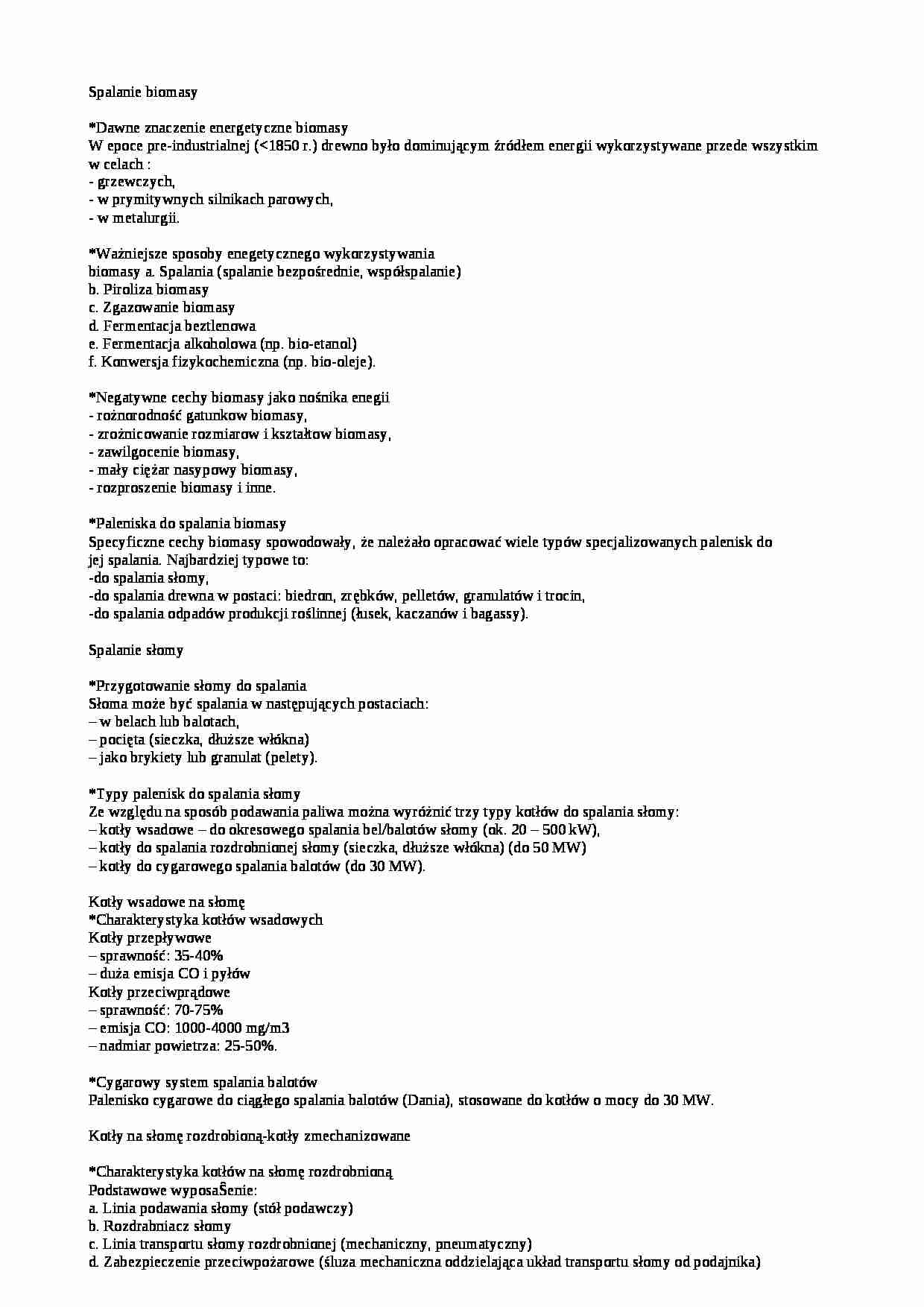 Spalanie biomasy-opracowanie - strona 1
