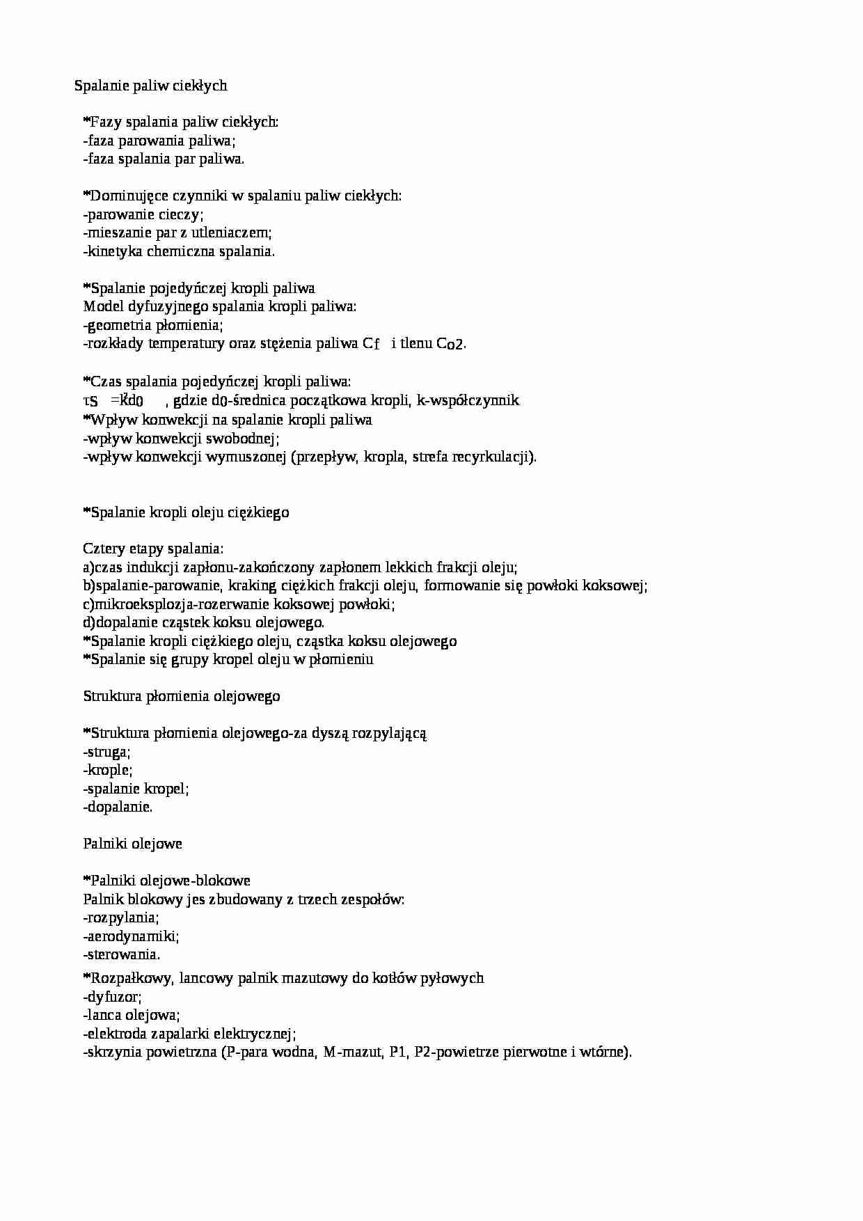 Spalanie paliw ciekłych-opracowanie - strona 1