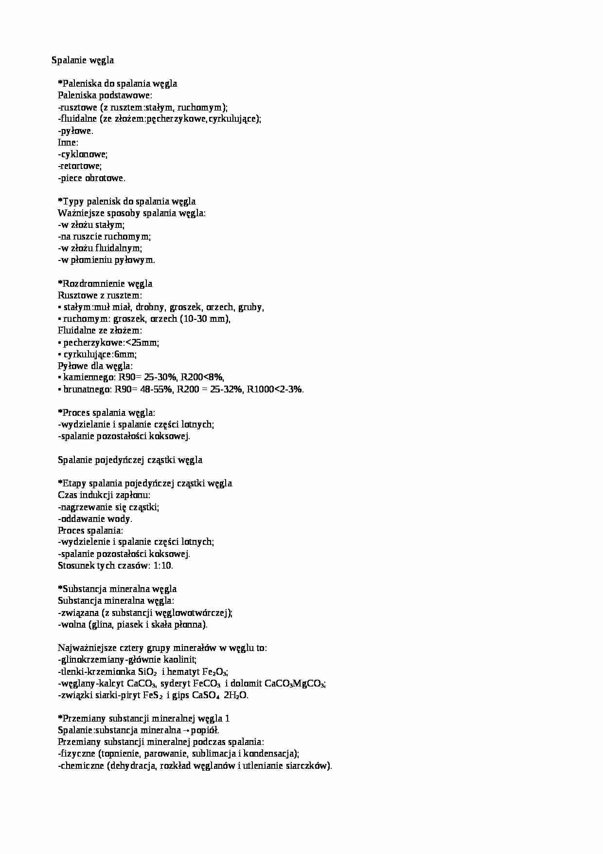 Spalanie węgla-opracowanie - strona 1