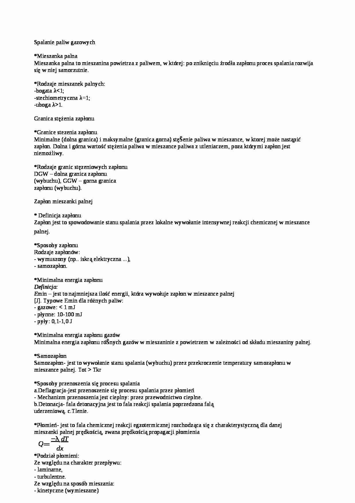 Spalanie paliw gazowych-opracowanie - strona 1