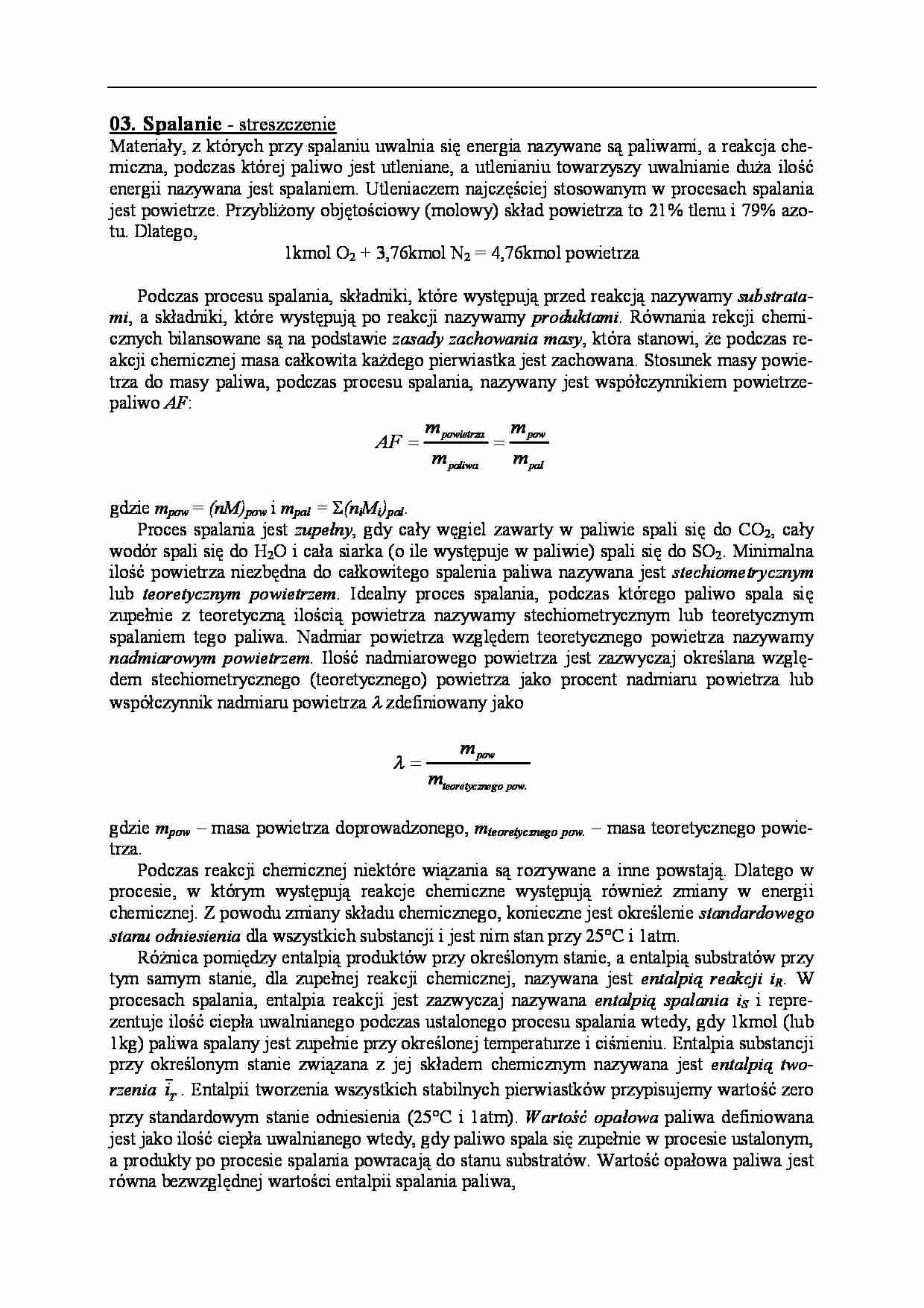Spalanie - streszczenie - strona 1