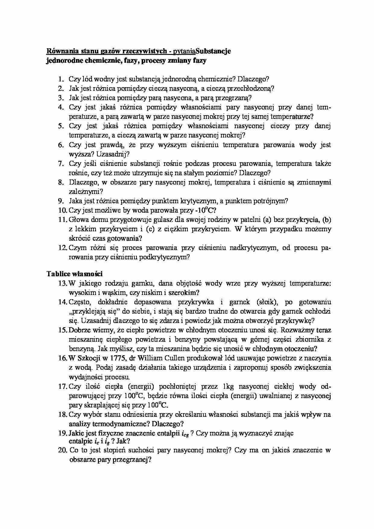 Równania stanu gazów rzeczywistych - pytania - strona 1