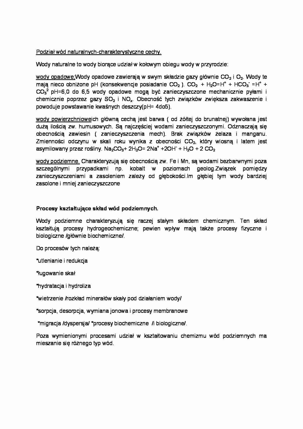 Podział wód naturalnych-opracowanie - strona 1