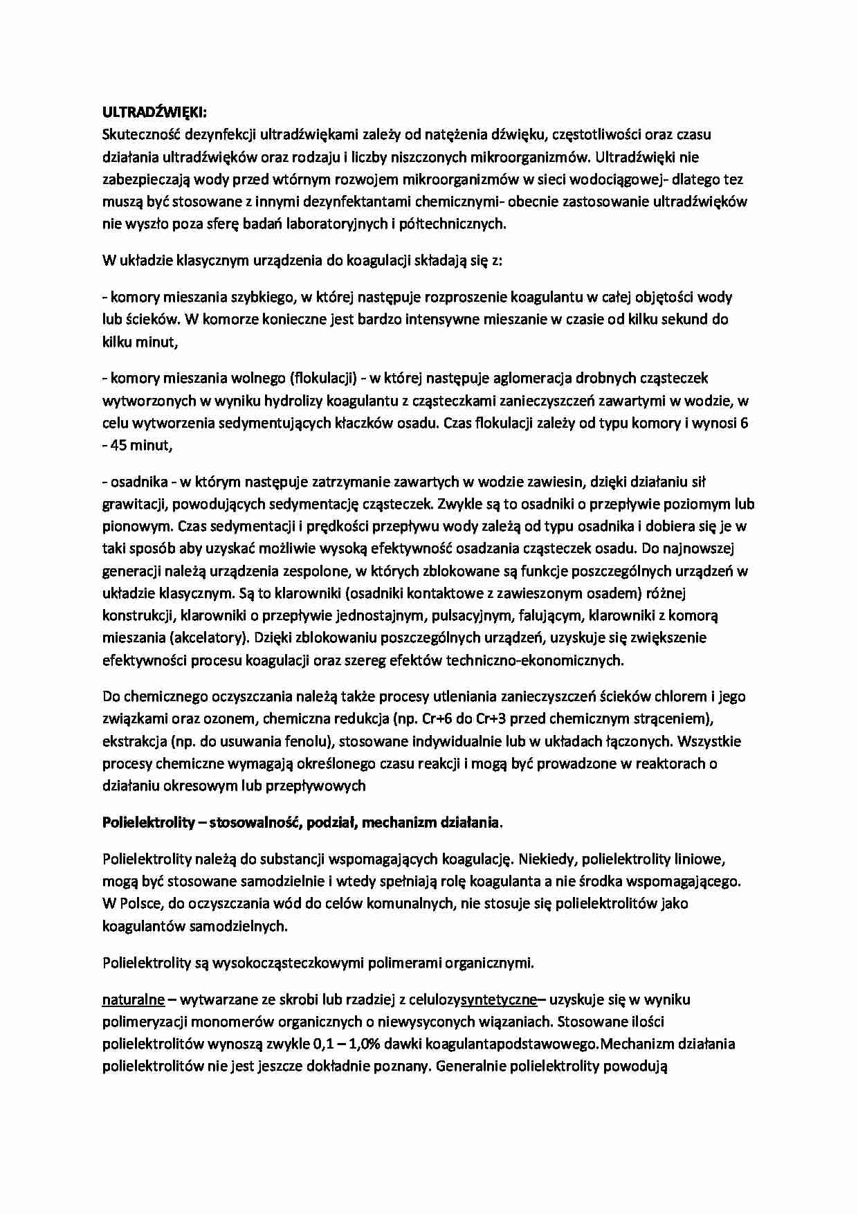 Sposób dezynfekcji ultradźwiękiem oraz polielektrolity-opracowanie - strona 1