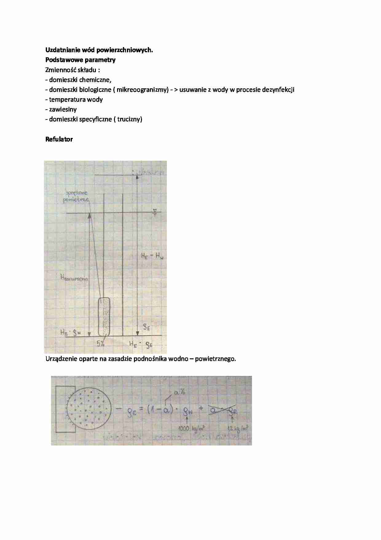 Uzdatnianie wód powierzchniowych i podziemnych-opracowanie - strona 1