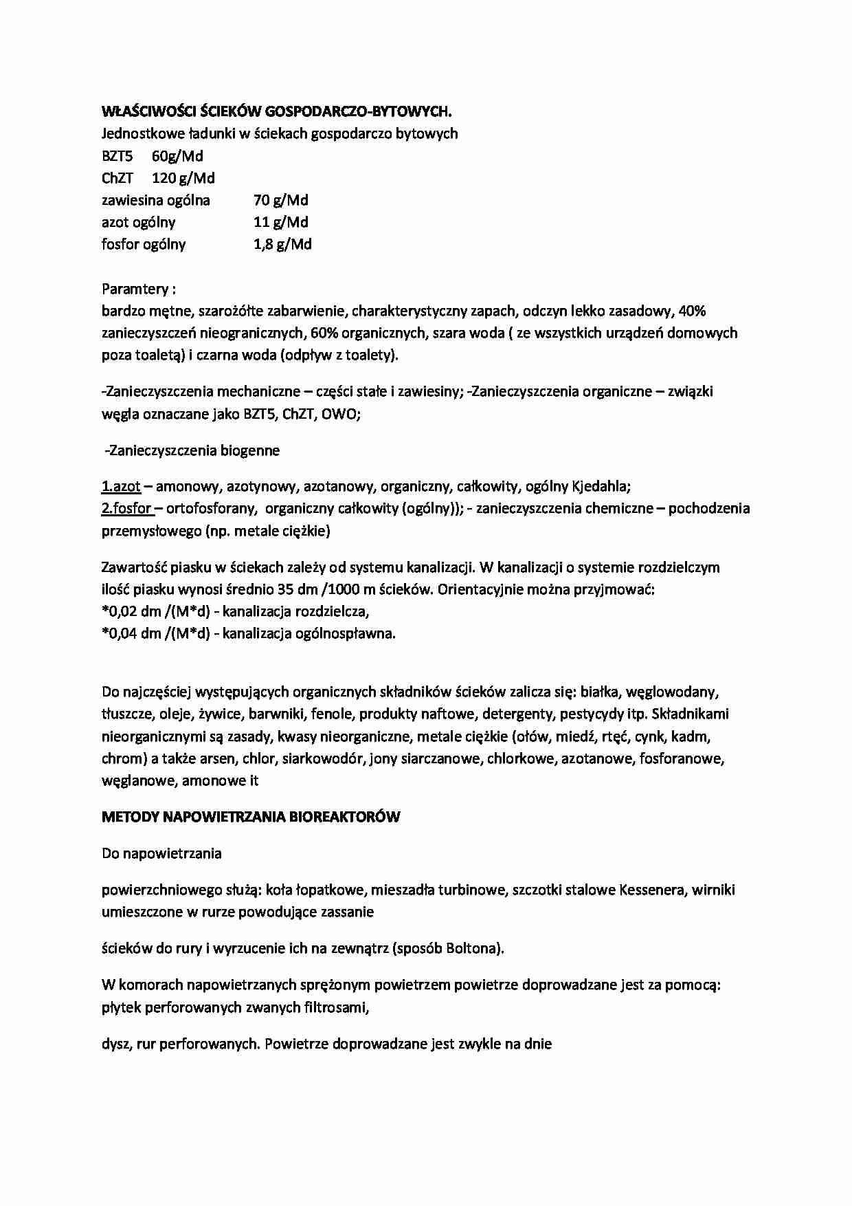 Właściwości ścieków gospodarczo-bytowych-opracowanie - strona 1