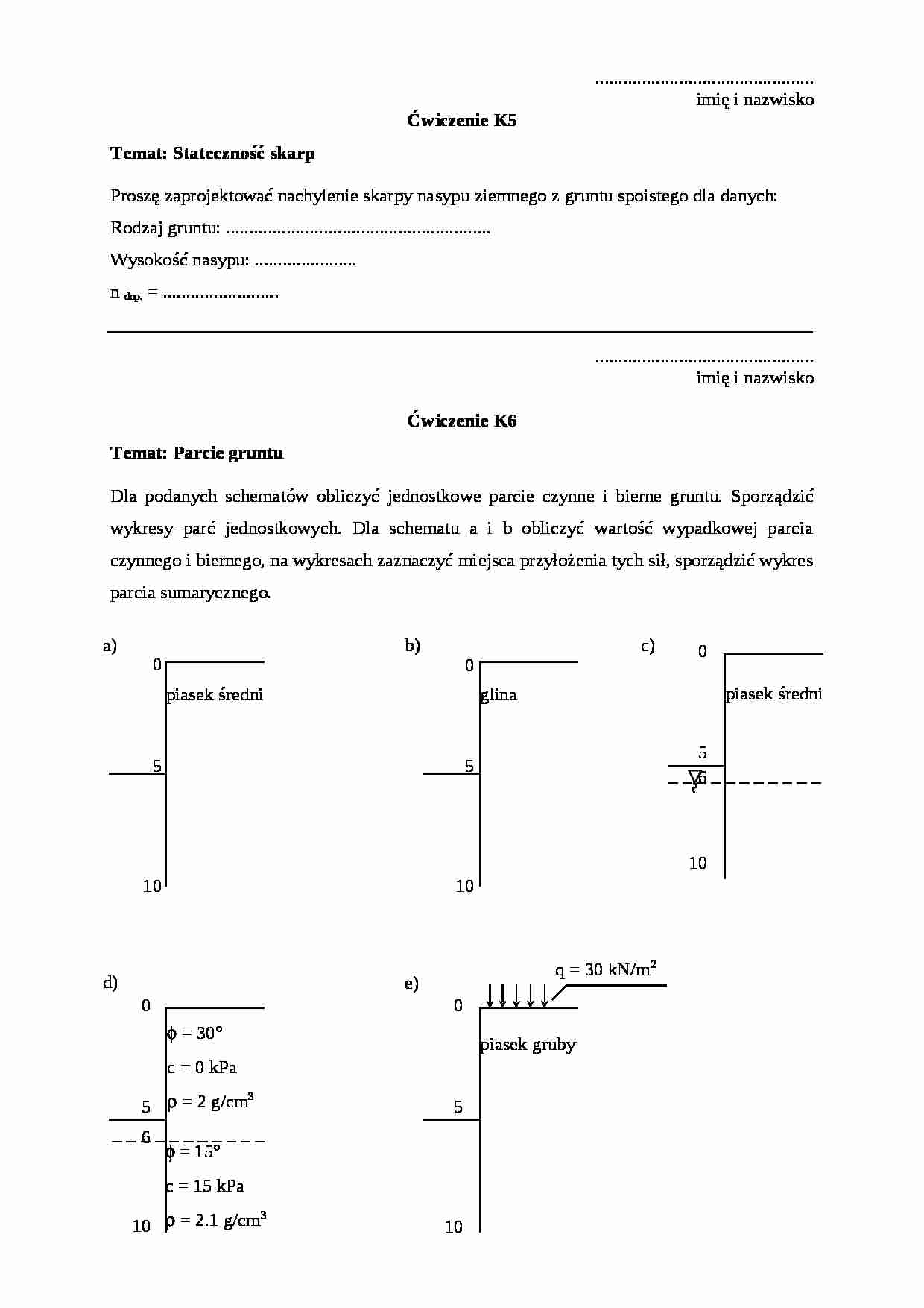 Stateczność skarp-karta do sprawozdania K5 i K6 - strona 1