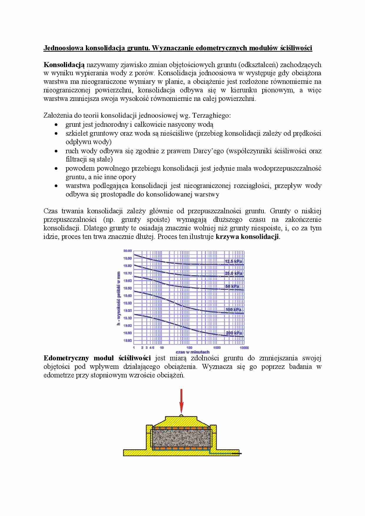 Jednoosiowa konsolidacja gruntu-opracowanie - strona 1