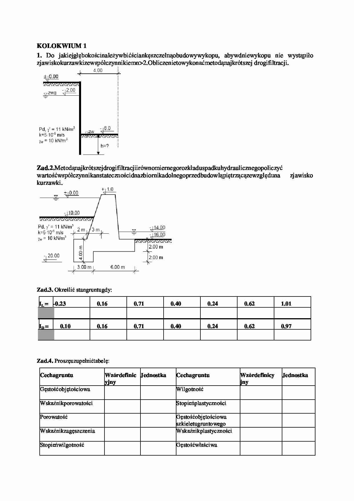 Mechanika gruntów-kolokwium nr 2 - strona 1