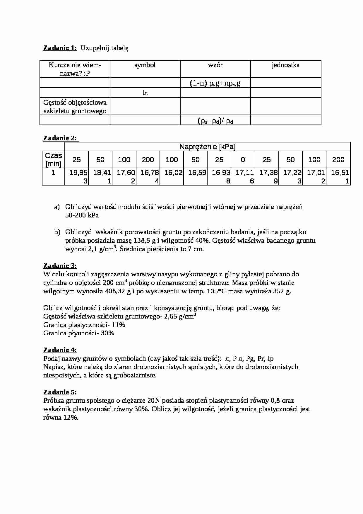Mechanika gruntów-kolokwium nr 1 - strona 1