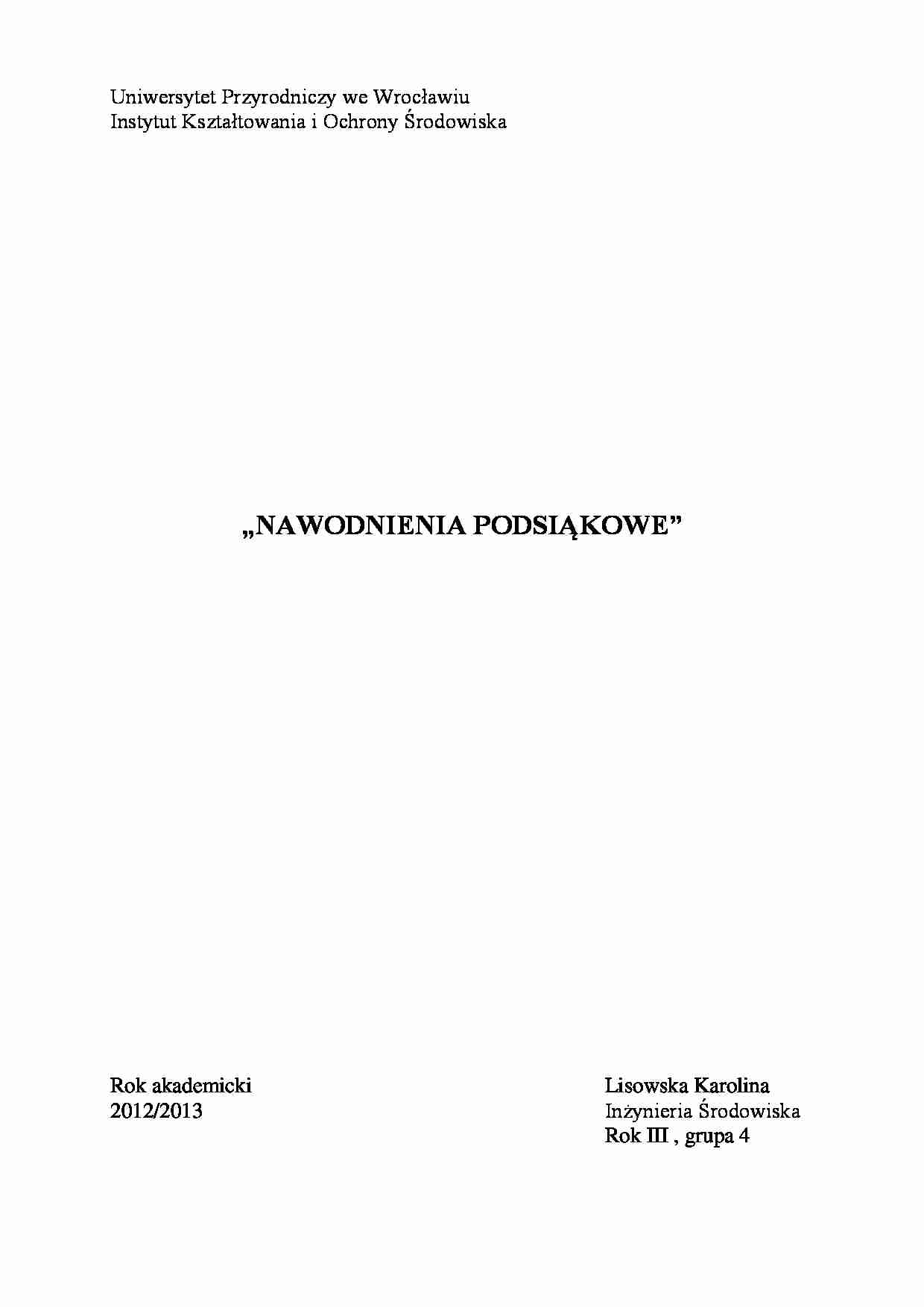 Nawodnienie podsiąkowe-opracowanie - strona 1