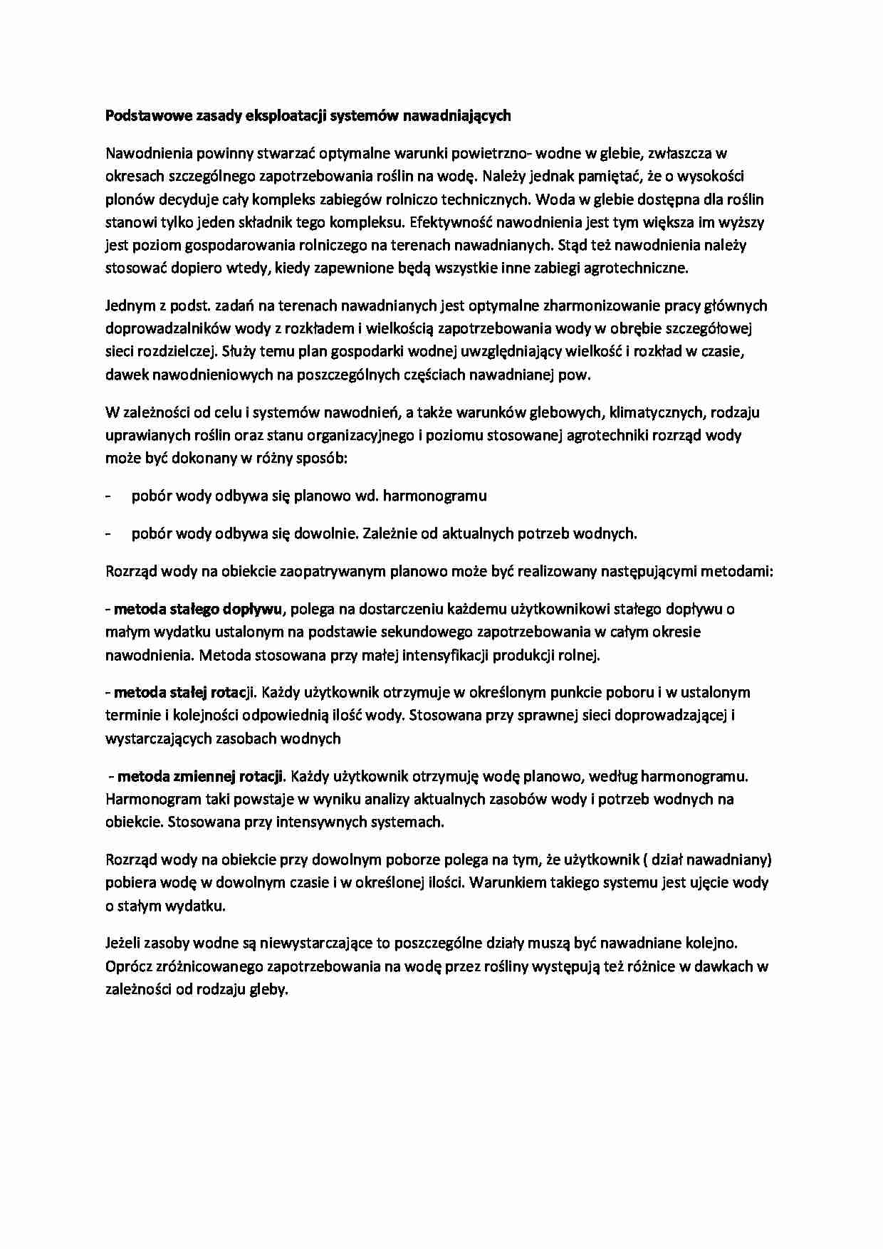 Podstawowe zasady eksploatacji systemów nawadniających-opracowanie - strona 1