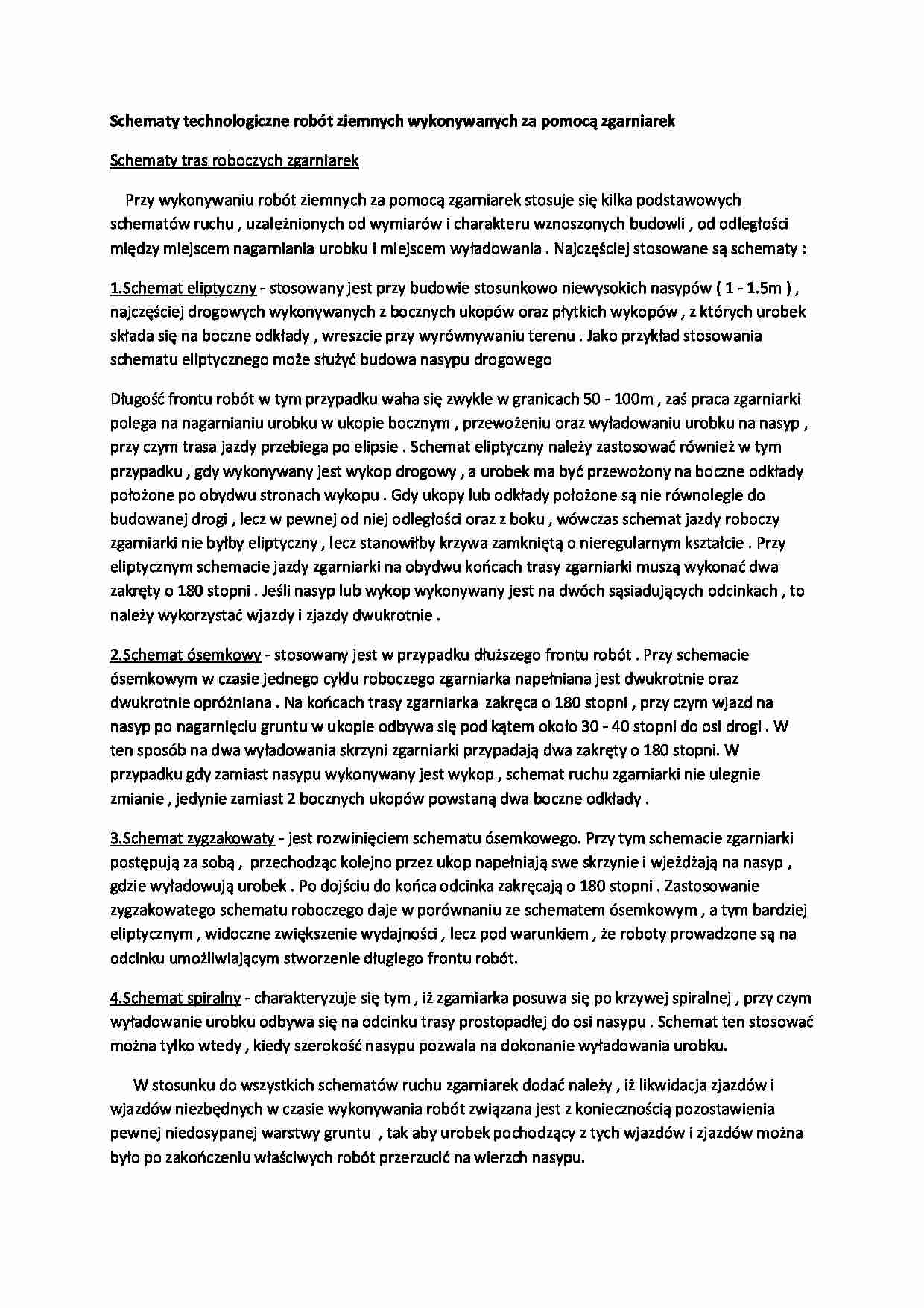 Schematy technologiczne robót ziemnych wykonywanych za pomocą zgarniarek-opracowanie - strona 1