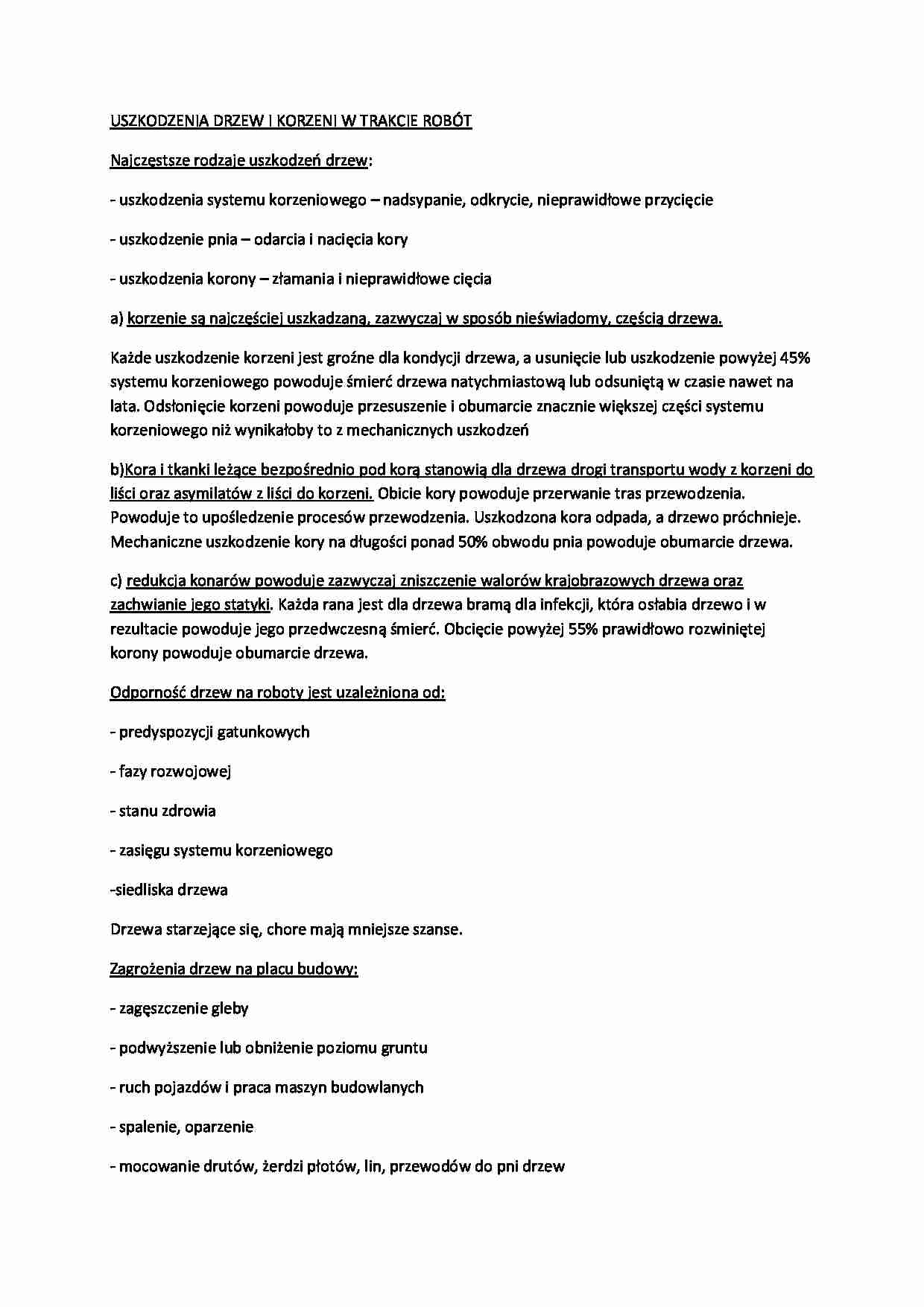 Uszkodzenia drzew i korzeni w trakcie robót-opracowanie - strona 1