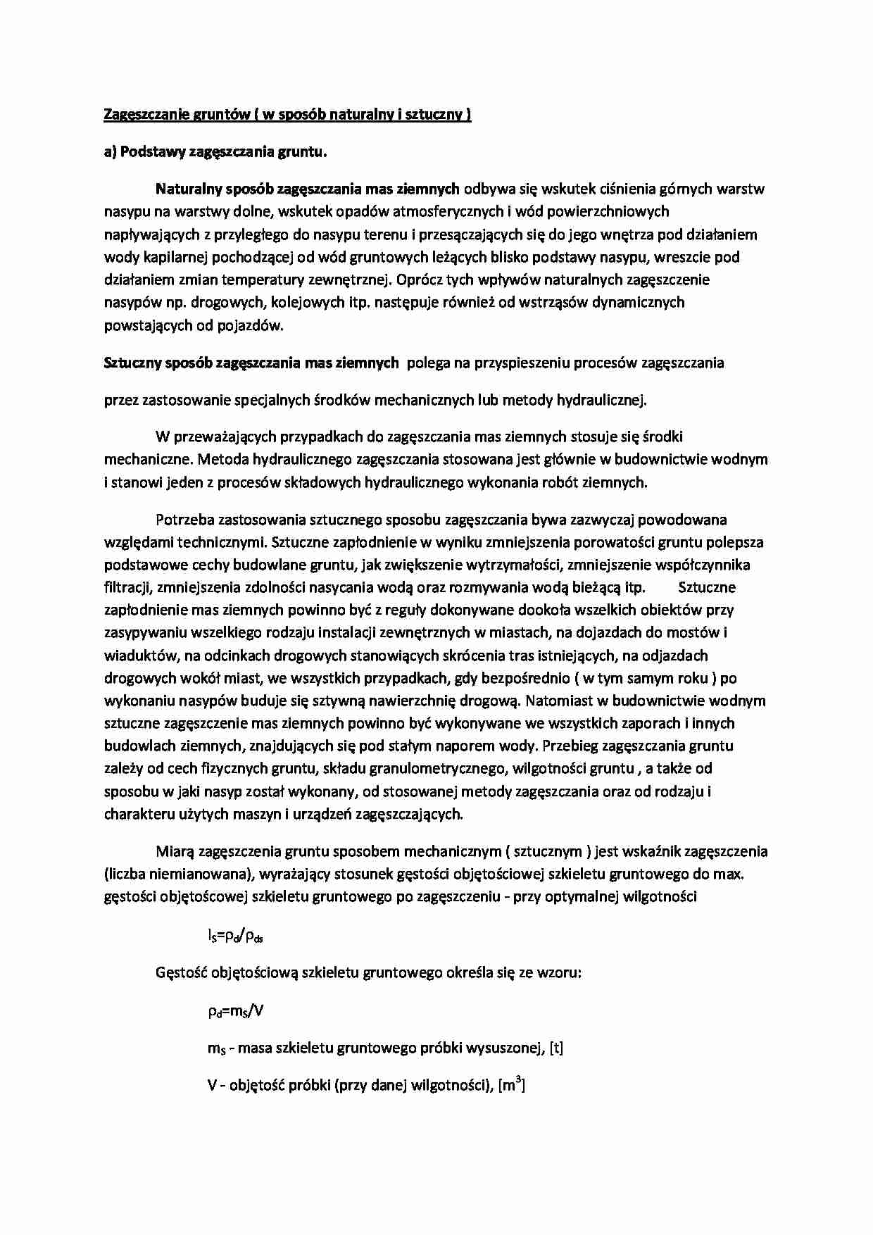 Zagęszczanie gruntów-opracowanie - strona 1