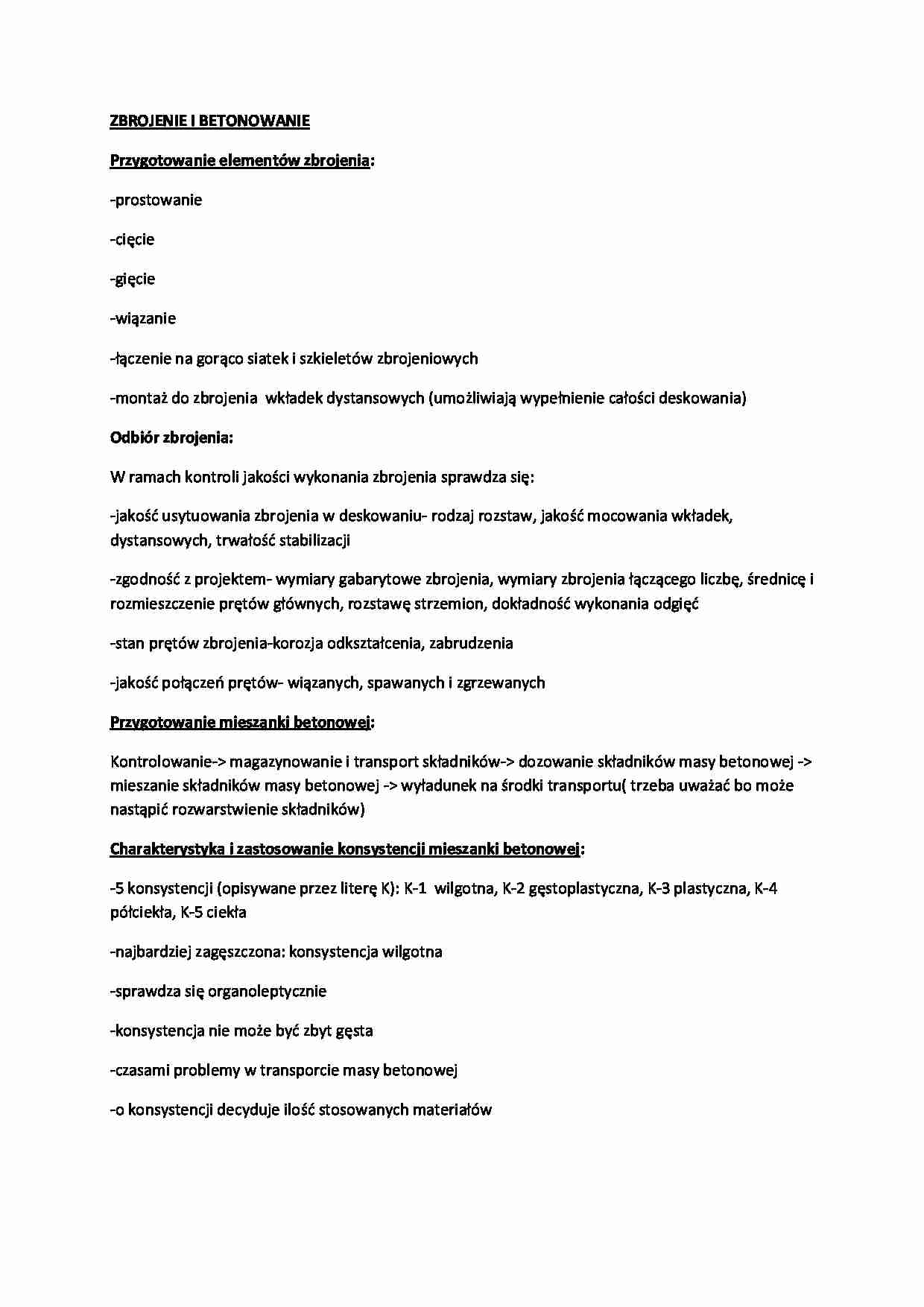 Zbrojenie i betonowanie-opracowanie - strona 1