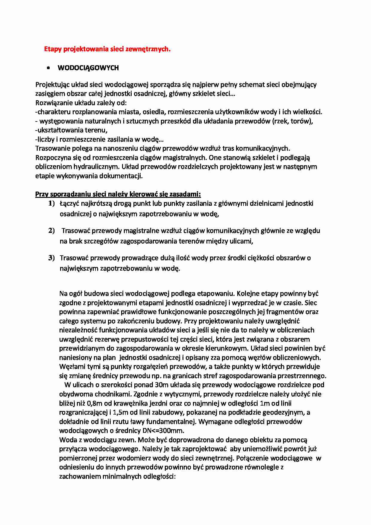 Etapy projektowania sieci zewnętrznych-opracowanie - strona 1