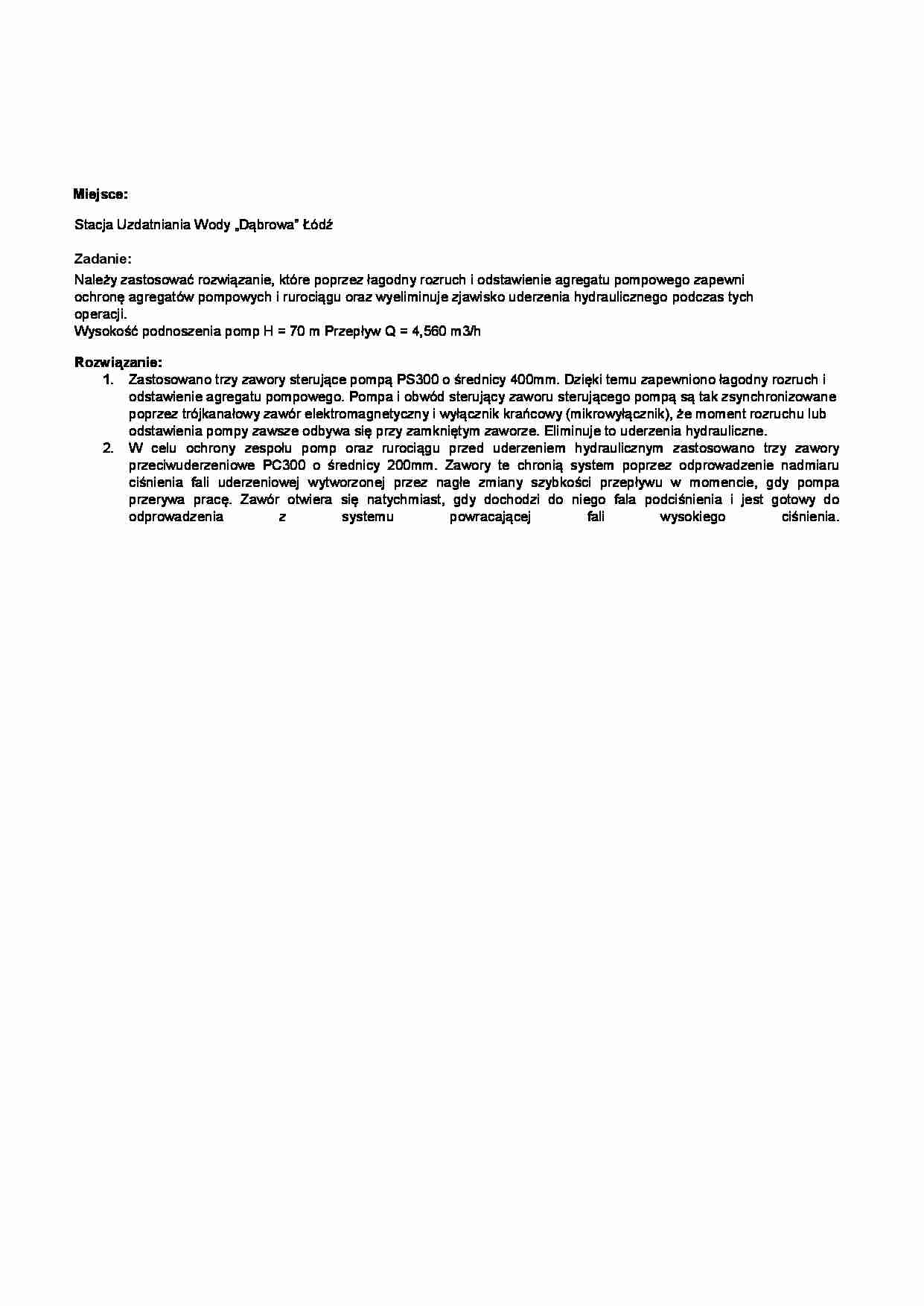 Zabezpieczenia przeciw uderzeniom - stacja uzdatniania wody-projekt semestralny - strona 1