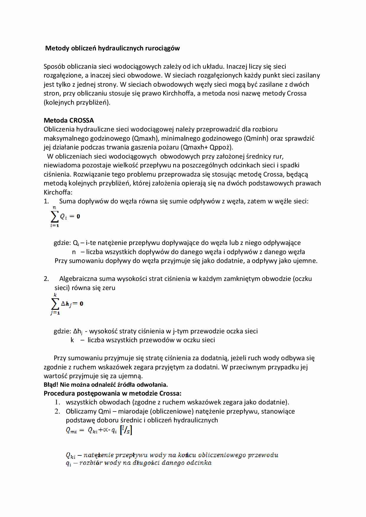 Metody obliczeń hydraulicznych rurociągów-opracowanie - strona 1
