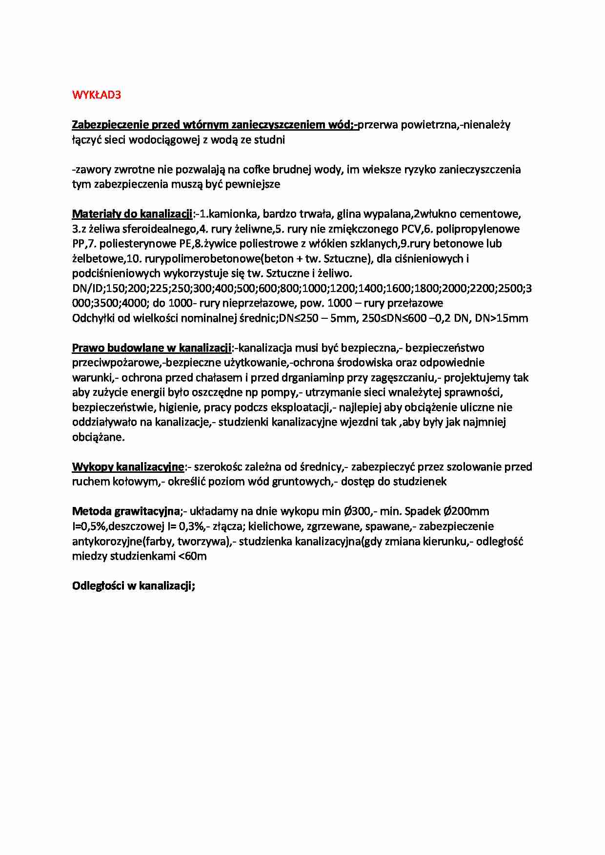 Zabezpieczenie przed wtórnym zanieczyszczeniem wód-wykład - strona 1