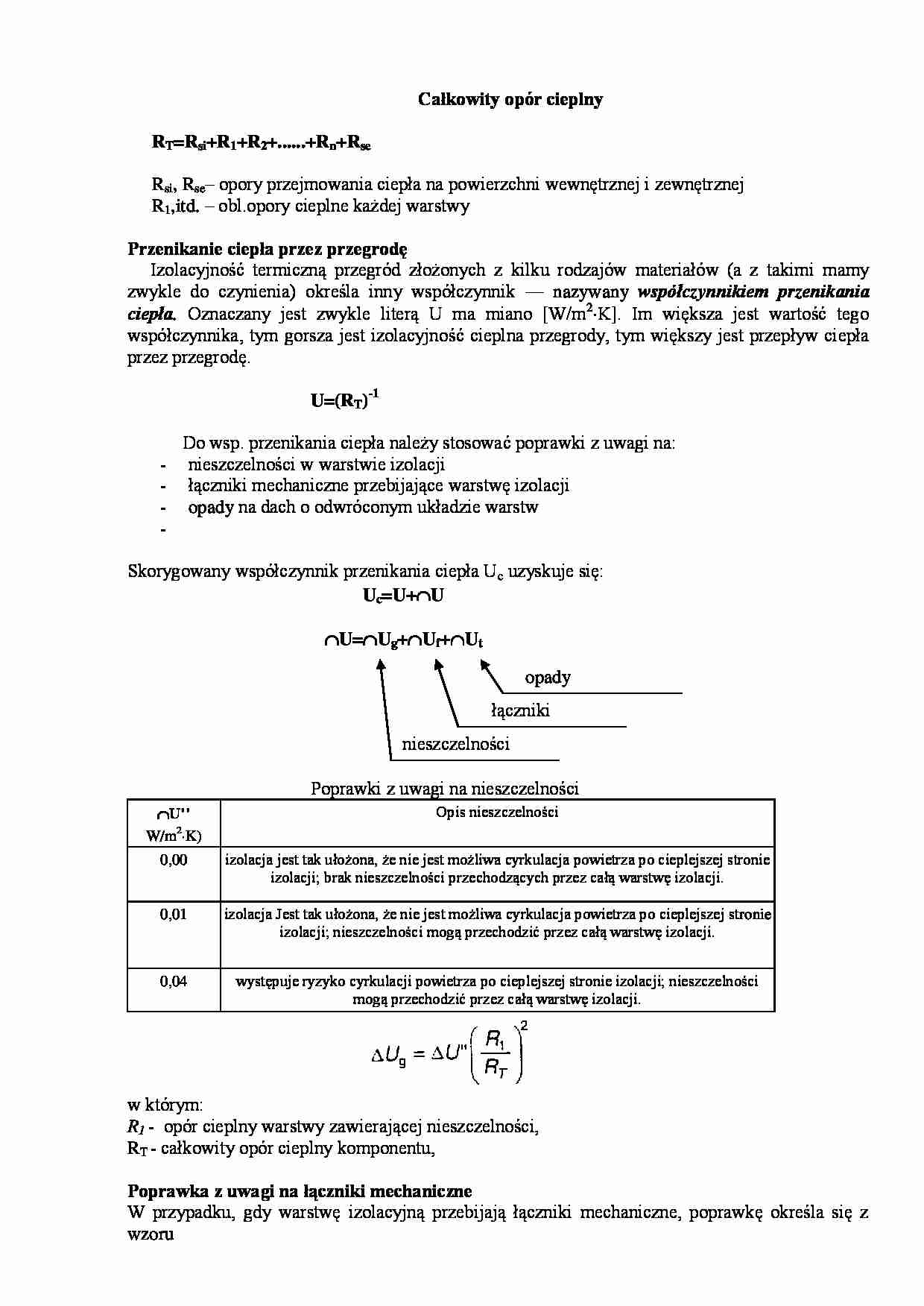 Całkowity opór cieplny-opracowanie - strona 1
