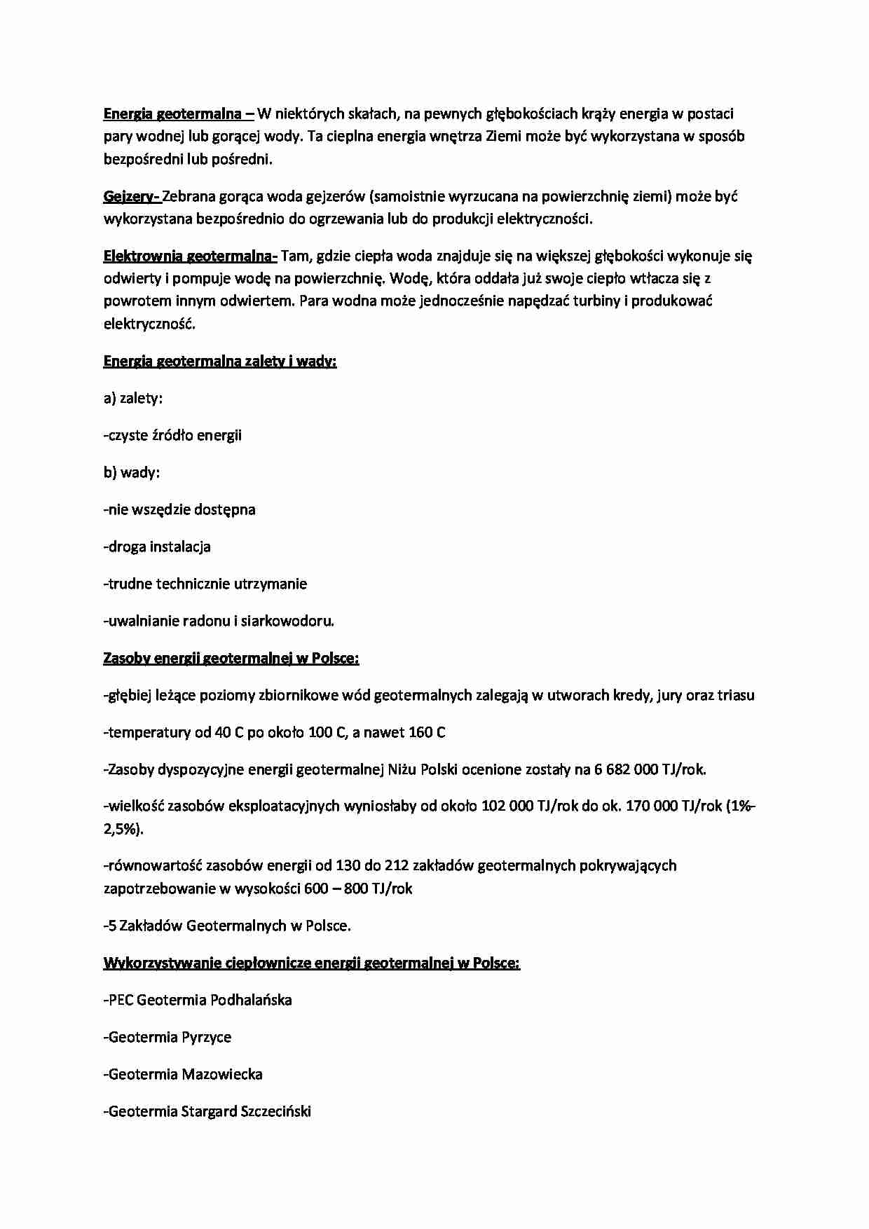 Energia geotermalna-opracowanie - strona 1