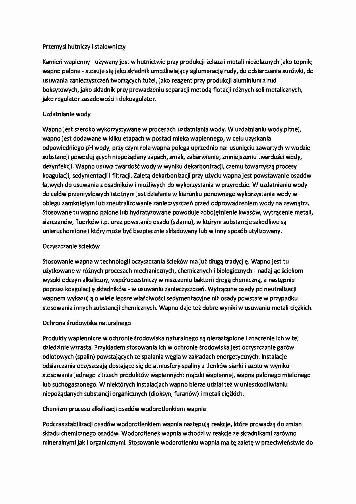 Zastosowanie wapna w gospodarce odpadami-opracowanie - strona 1