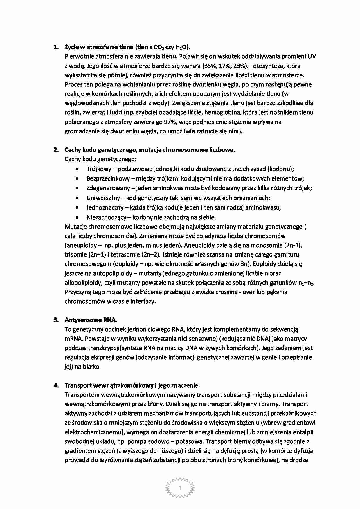 Biologia-odpowiedzi na egzamin - strona 1