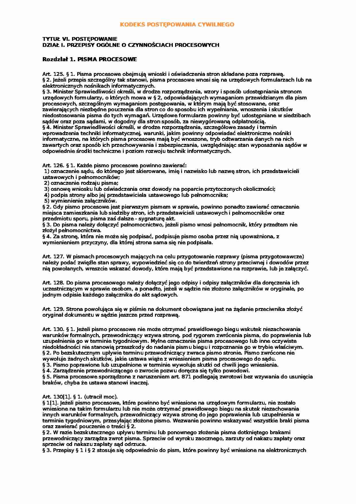 KODEKS POSTĘPOWANIA CYWILNEGO - strona 1