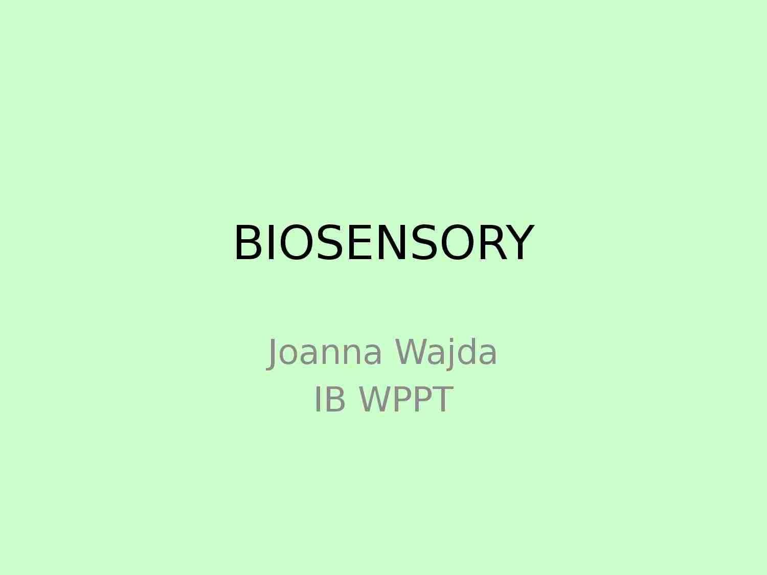 BIOSENSORY - strona 1