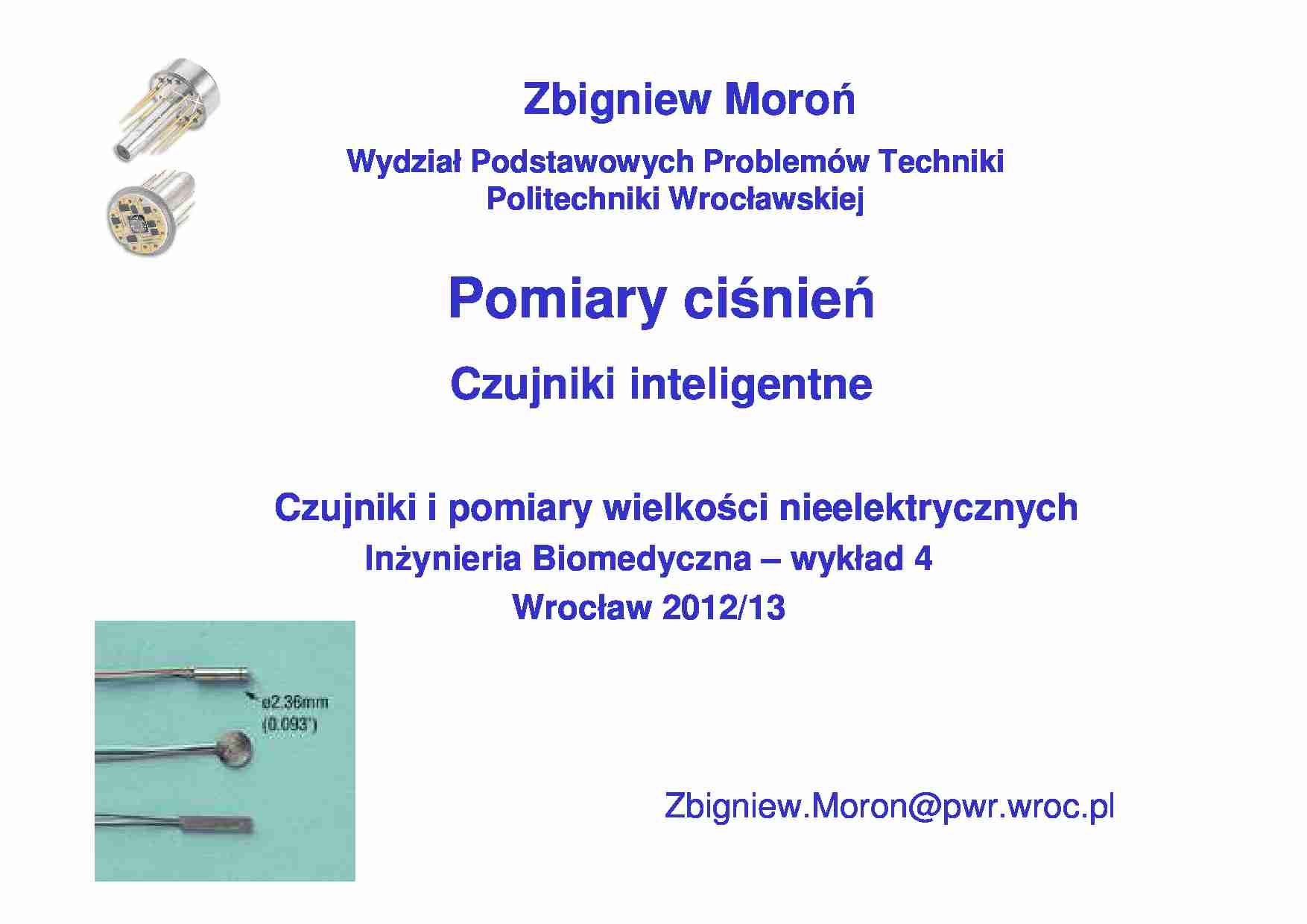 Czujniki - notattki z wykładu 3 - strona 1
